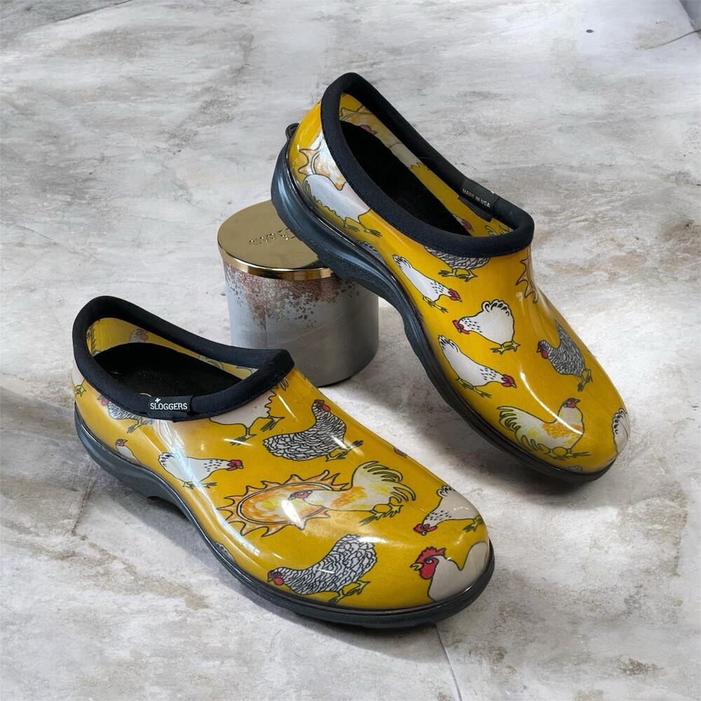 Sloggers Women's Size 9 Garden Clog Slip-On Waterproof Shoes Farm Chicken USA